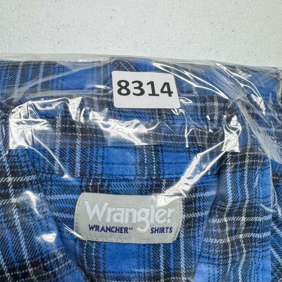 Wrangler Shirt Mens Large Blue Plaid Flannel Wrancher Western Pearl Snap Cowboy - Picture 13 of 13